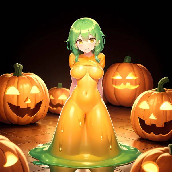 Orange Slime Messy Slime Big Boobs Pov Pumpkins Orange And Black Standing Up Facing The Viewer Arms Behind Back, 2407660172 - AIHentai - aihentai.co on pornintellect.com