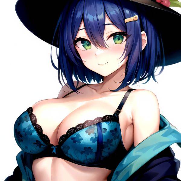 1girl Blush Bob Cut Bra Breasts Cleavage Close Up Closed Mouth Collarbone Commentary Eyelashes Eyes Visible Through Hair Floral, 2653397209 - AIHentai - aihentai.co on pornintellect.com