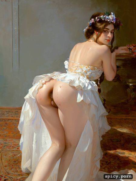 Looking back, elaborate court dress, masterpiece, ilya repin painting - spicy.porn on pornintellect.com
