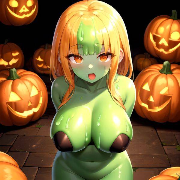Orange Slime Messy Slime Big Boobs Pov Pumpkins Orange And Black Standing Up Facing The Viewer Arms Behind Back, 2174963168 - AIHentai - aihentai.co on pornintellect.com