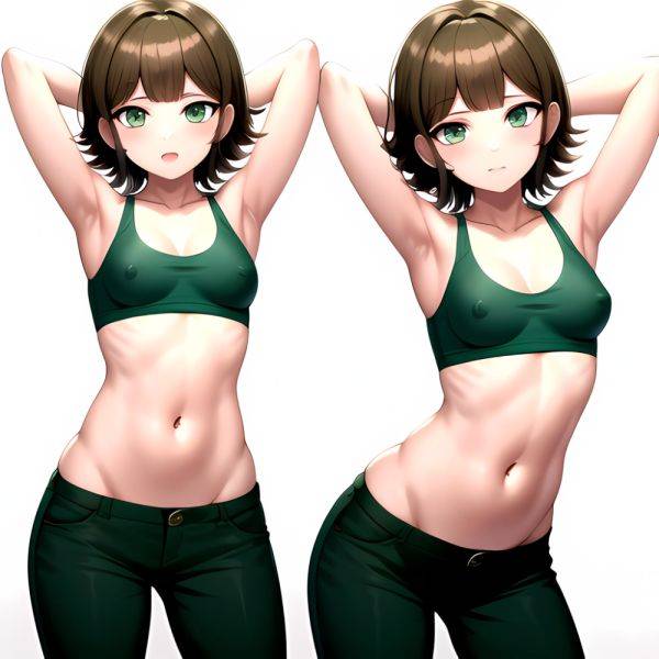 1boy Armpits Arms Behind Head Blush Breasts Brown Hair Bulge Collarbone Contrapposto Covered Nipples Crop Top Danganronpa Trigge, 3406124493 - AIHentai - aihentai.co on pornintellect.com