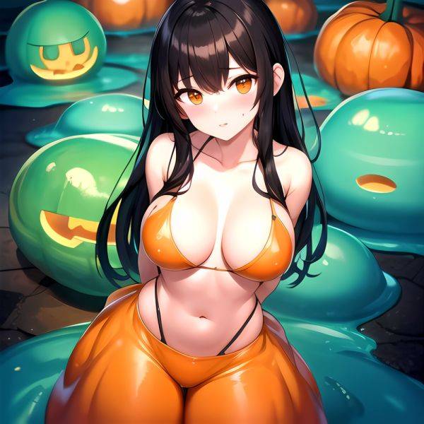 Orange Slime Messy Slime Big Boobs Pov Pumpkins Orange And Black Standing Up Facing The Viewer Arms Behind Back, 1959461157 - AIHentai - aihentai.co on pornintellect.com