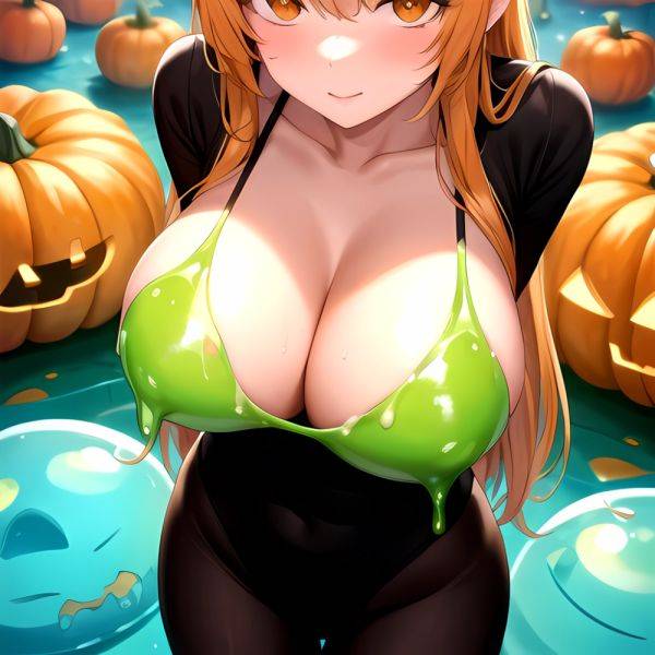 Orange Slime Messy Slime Big Boobs Pov Pumpkins Orange And Black Standing Up Facing The Viewer Arms Behind Back, 2796234316 - AIHentai - aihentai.co on pornintellect.com