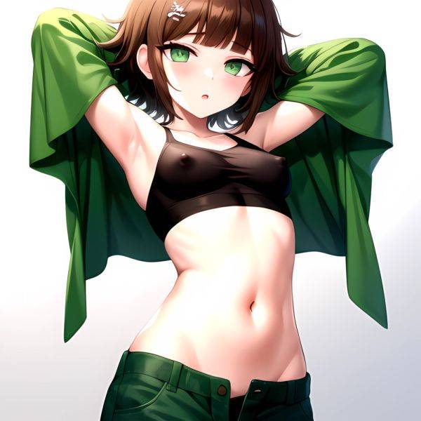 1boy Armpits Arms Behind Head Blush Breasts Brown Hair Bulge Collarbone Contrapposto Covered Nipples Crop Top Danganronpa Trigge, 3455920319 - AIHentai - aihentai.co on pornintellect.com