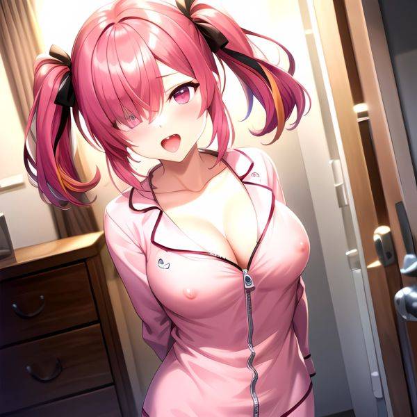 Han Juri 1girl Blush Breasts Breasts Apart Collarbone Hair Over One Eye Large Breasts Long Sleeves Multicolored Hair Navel Nippl, 644364039 - AIHentai - aihentai.co on pornintellect.com