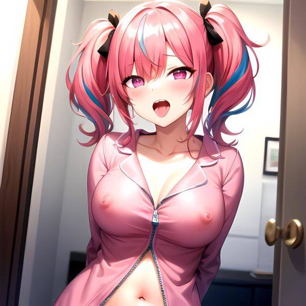 Han Juri 1girl Blush Breasts Breasts Apart Collarbone Hair Over One Eye Large Breasts Long Sleeves Multicolored Hair Navel Nippl, 367925614 - AIHentai - aihentai.co on pornintellect.com