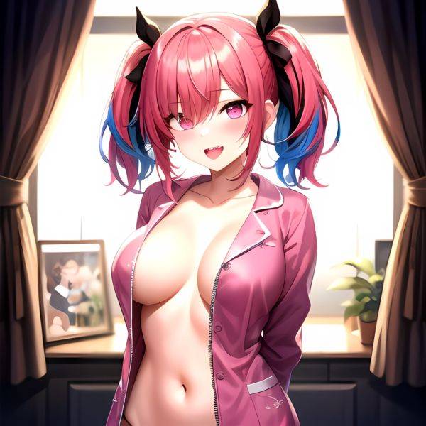 Han Juri 1girl Blush Breasts Breasts Apart Collarbone Hair Over One Eye Large Breasts Long Sleeves Multicolored Hair Navel Nippl, 482234468 - AIHentai - aihentai.co on pornintellect.com