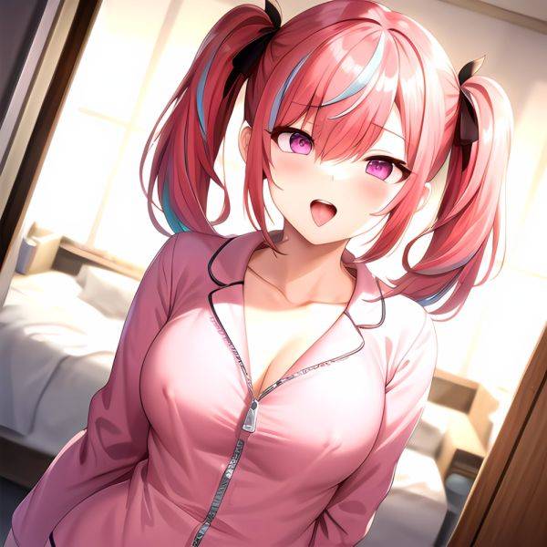 Han Juri 1girl Blush Breasts Breasts Apart Collarbone Hair Over One Eye Large Breasts Long Sleeves Multicolored Hair Navel Nippl, 1136756468 - AIHentai - aihentai.co on pornintellect.com
