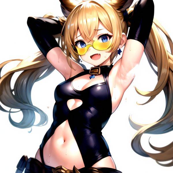 1girl Armpits Arms Behind Head Backlighting Bare Arms Bare Legs Blonde Hair Blue Eyes Blush Breasts Check Commentary Clothing Cu, 4260023663 - AIHentai - aihentai.co on pornintellect.com
