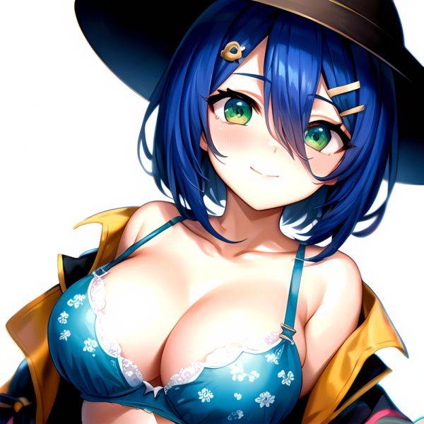1girl Blush Bob Cut Bra Breasts Cleavage Close Up Closed Mouth Collarbone Commentary Eyelashes Eyes Visible Through Hair Floral, 1890430966 - AIHentai - aihentai.co on pornintellect.com