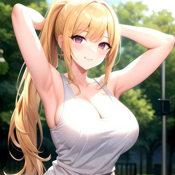 Beatrix Amerhauser 1girl Armpits Arms Behind Head Arms Up Bare Shoulders Blonde Hair Breasts Cleavage Large Breasts Long Hair Lo, 2970116959 - AIHentai - aihentai.co on pornintellect.com