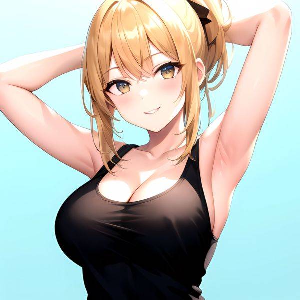 Beatrix Amerhauser 1girl Armpits Arms Behind Head Arms Up Bare Shoulders Blonde Hair Breasts Cleavage Large Breasts Long Hair Lo, 882105526 - AIHentai - aihentai.co on pornintellect.com