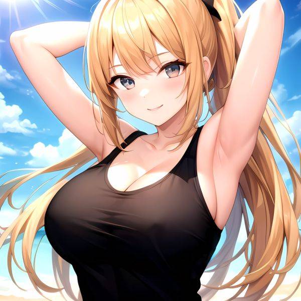 Beatrix Amerhauser 1girl Armpits Arms Behind Head Arms Up Bare Shoulders Blonde Hair Breasts Cleavage Large Breasts Long Hair Lo, 3307393298 - AIHentai - aihentai.co on pornintellect.com