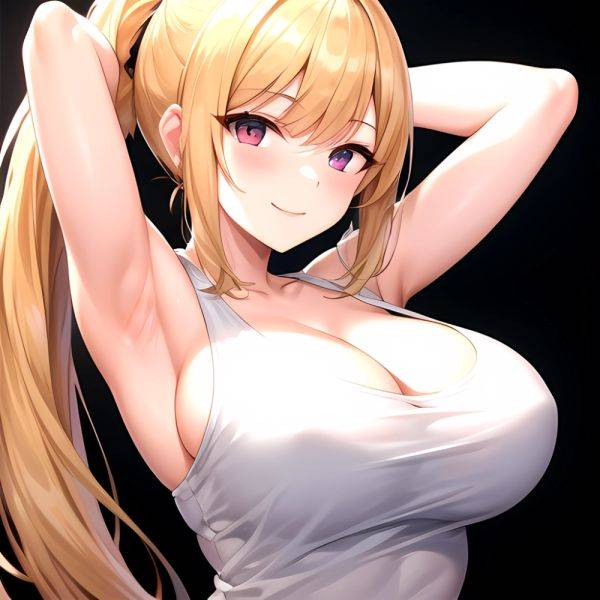 Beatrix Amerhauser 1girl Armpits Arms Behind Head Bare Shoulders Blonde Hair Breasts Cleavage Large Breasts Long Hair Looking At, 2784439851 - AIHentai - aihentai.co on pornintellect.com