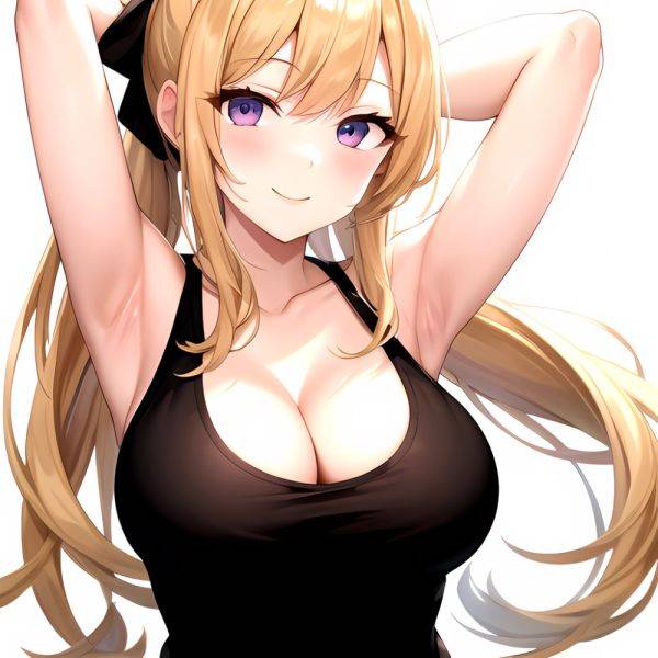 Beatrix Amerhauser 1girl Armpits Arms Behind Head Bare Shoulders Blonde Hair Breasts Cleavage Large Breasts Long Hair Looking At, 1235152668 - AIHentai - aihentai.co on pornintellect.com