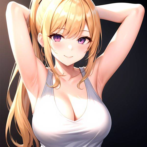 Beatrix Amerhauser 1girl Armpits Arms Behind Head Bare Shoulders Blonde Hair Breasts Cleavage Large Breasts Long Hair Looking At, 3827726230 - AIHentai - aihentai.co on pornintellect.com