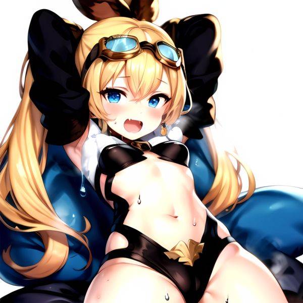 1girl Armpits Arms Behind Head Backlighting Bare Arms Bare Legs Blonde Hair Blue Eyes Blush Breasts Check Commentary Clothing Cu, 443117511 - AIHentai - aihentai.co on pornintellect.com