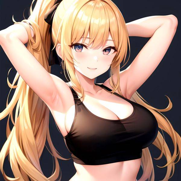 Beatrix Amerhauser 1girl Armpits Arms Behind Head Bare Shoulders Blonde Hair Breasts Cleavage Large Breasts Long Hair Looking At, 675045401 - AIHentai - aihentai.co on pornintellect.com