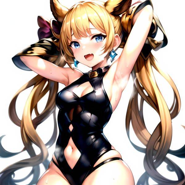 1girl Armpits Arms Behind Head Backlighting Bare Arms Bare Legs Blonde Hair Blue Eyes Blush Breasts Check Commentary Clothing Cu, 2935959372 - AIHentai - aihentai.co on pornintellect.com