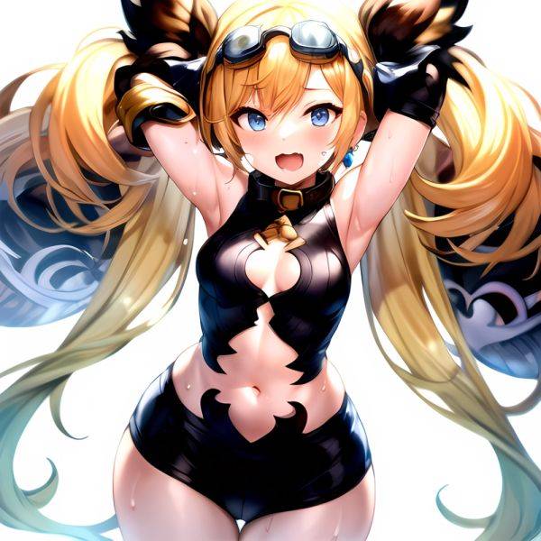 1girl Armpits Arms Behind Head Backlighting Bare Arms Bare Legs Blonde Hair Blue Eyes Blush Breasts Check Commentary Clothing Cu, 3529267769 - AIHentai - aihentai.co on pornintellect.com