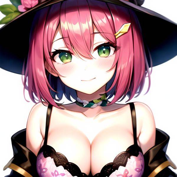 1girl Blush Bob Cut Bra Breasts Cleavage Close Up Closed Mouth Collarbone Commentary Eyelashes Eyes Visible Through Hair Floral, 625183634 - AIHentai - aihentai.co on pornintellect.com