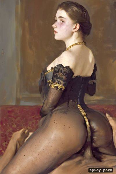 Sweating, glossy eyes, ilya repin painting, looking back, elaborate court dress - spicy.porn on pornintellect.com