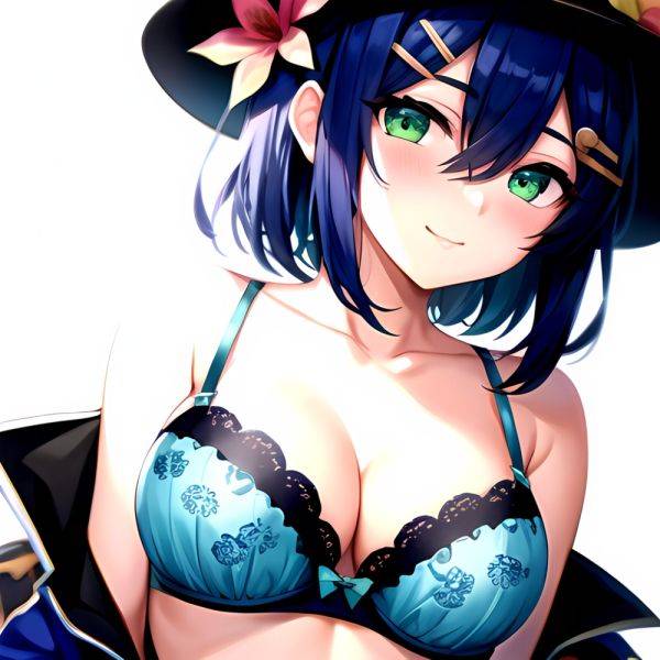 1girl Blush Bob Cut Bra Breasts Cleavage Close Up Closed Mouth Collarbone Commentary Eyelashes Eyes Visible Through Hair Floral, 1796576914 - AIHentai - aihentai.co on pornintellect.com