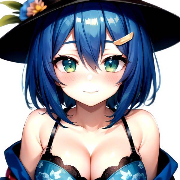 1girl Blush Bob Cut Bra Breasts Cleavage Close Up Closed Mouth Collarbone Commentary Eyelashes Eyes Visible Through Hair Floral, 2503244675 - AIHentai - aihentai.co on pornintellect.com