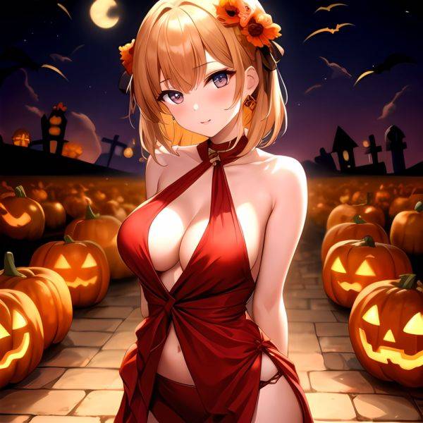 1girl Solo Sexy Outfit Halloween Pumpkins Standing Arms Behind Back, 2348671062 - AIHentai - aihentai.co on pornintellect.com