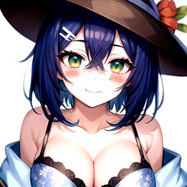 1girl Blush Bob Cut Bra Breasts Cleavage Close Up Closed Mouth Collarbone Commentary Eyelashes Eyes Visible Through Hair Floral, 1681785246 - AIHentai - aihentai.co on pornintellect.com