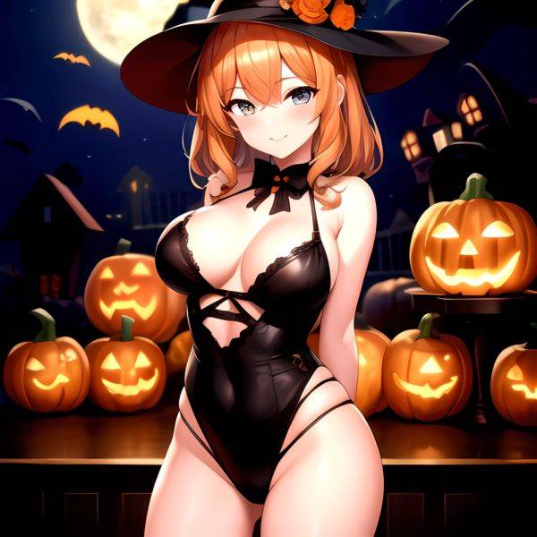 1girl Solo Sexy Outfit Halloween Pumpkins Standing Arms Behind Back, 2522644150 - AIHentai - aihentai.co on pornintellect.com