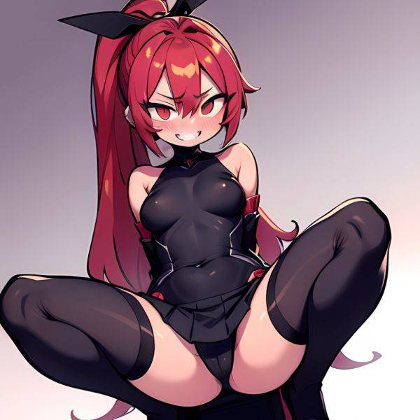 1girl Arms Behind Back Black Skirt Bodysuit Breasts Covered Navel Dark Skinned Female Dark Skin Detached Sleeves Feet Out Of, 3557069075 - AIHentai - aihentai.co on pornintellect.com