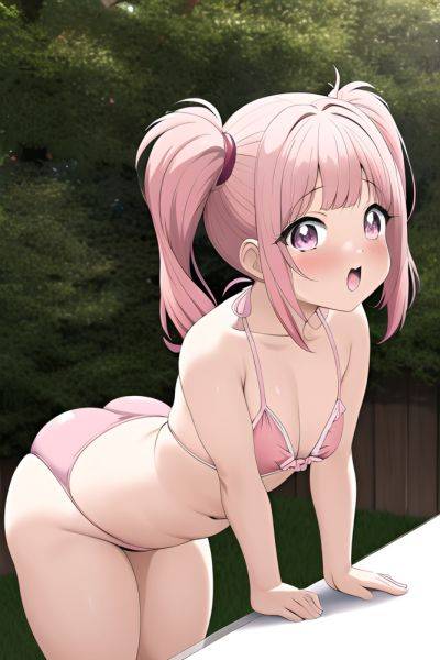 Anime Chubby Small Tits 80s Age Orgasm Face Pink Hair Pigtails Hair Style Light Skin Soft Anime Oasis Front View Bending Over Bikini - AI Hentai - aihentai.co on pornintellect.com