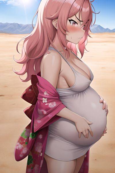 Anime Pregnant Small Tits 20s Age Angry Face Pink Hair Messy Hair Style Light Skin Film Photo Desert Side View Working Out Kimono - AI Hentai - aihentai.co on pornintellect.com