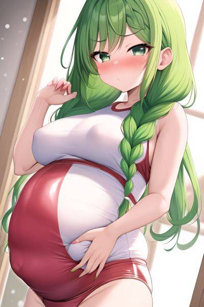 Anime Pregnant Small Tits 30s Age Pouting Lips Face Green Hair Braided Hair Style Light Skin Skin Detail (beta) Snow Close Up View Working Out Latex - AI Hentai - aihentai.co on pornintellect.com