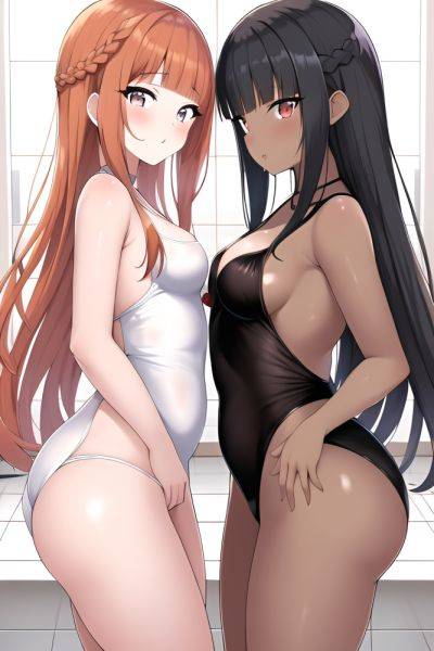 Anime Busty Small Tits 60s Age Seductive Face Ginger Braided Hair Style Dark Skin Black And White Shower Side View T Pose Teacher - AI Hentai - aihentai.co on pornintellect.com