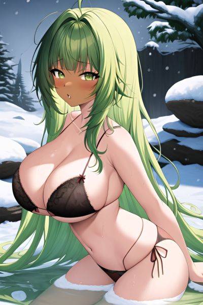 Anime Skinny Huge Boobs 18 Age Orgasm Face Green Hair Messy Hair Style Dark Skin Vintage Snow Side View Bathing Lingerie - AI Hentai - aihentai.co on pornintellect.com