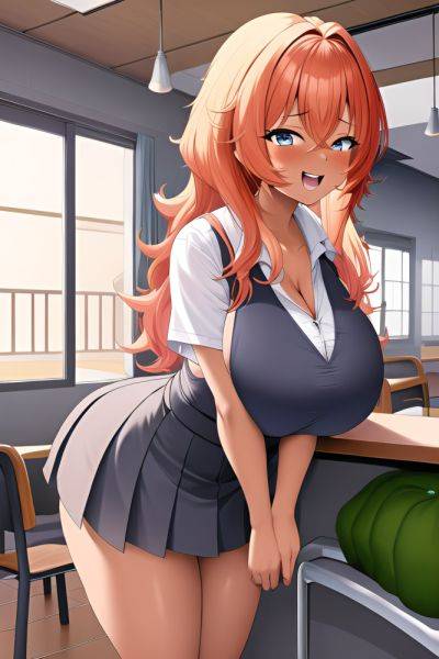 Anime Busty Huge Boobs 50s Age Laughing Face Ginger Messy Hair Style Dark Skin Soft Anime Grocery Side View Bending Over Schoolgirl - AI Hentai - aihentai.co on pornintellect.com