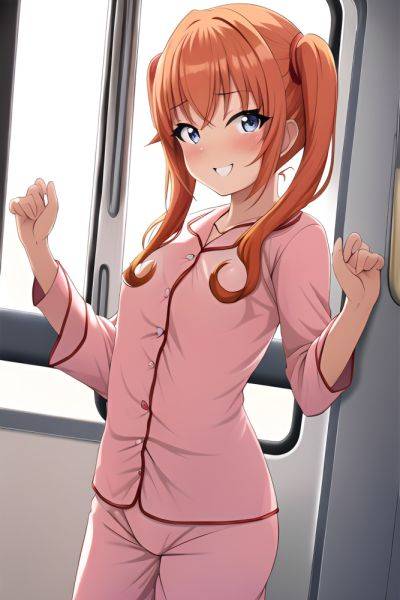 Anime Muscular Small Tits 70s Age Happy Face Ginger Pigtails Hair Style Light Skin Soft + Warm Train Close Up View On Back Pajamas - AI Hentai - aihentai.co on pornintellect.com