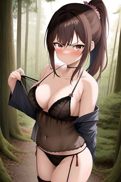 Anime Busty Small Tits 50s Age Angry Face Brunette Ponytail Hair Style Dark Skin Vintage Forest Close Up View Massage Lingerie - AI Hentai - aihentai.co on pornintellect.com