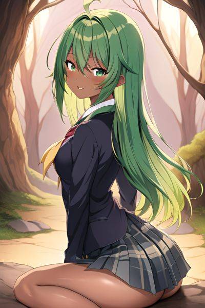 Anime Busty Small Tits 30s Age Happy Face Green Hair Straight Hair Style Dark Skin Illustration Cave Back View Straddling Schoolgirl 3662255050180165944 - AI Hentai - aihentai.co on pornintellect.com