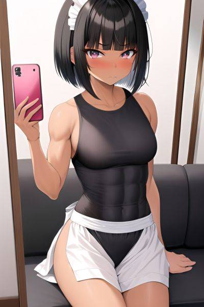 Anime Muscular Small Tits 80s Age Sad Face Black Hair Bobcut Hair Style Dark Skin Mirror Selfie Couch Side View Working Out Maid 3662262781472518623 - AI Hentai - aihentai.co on pornintellect.com