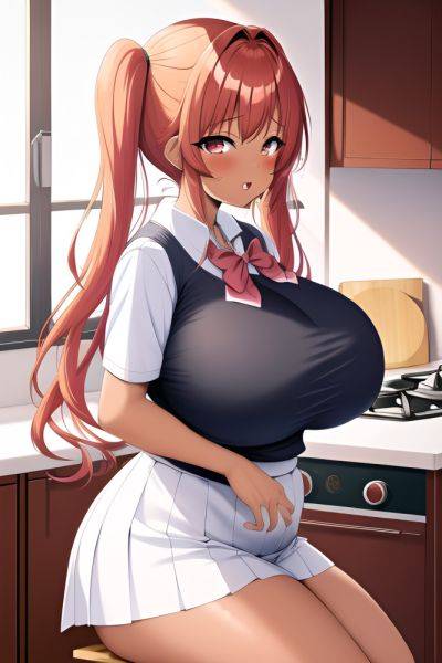 Anime Chubby Huge Boobs 80s Age Ahegao Face Ginger Pigtails Hair Style Dark Skin Soft + Warm Kitchen Close Up View Jumping Schoolgirl 3662282108825576358 - AI Hentai - aihentai.co on pornintellect.com