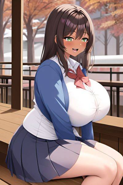 Anime Busty Huge Boobs 30s Age Laughing Face Brunette Pixie Hair Style Dark Skin Crisp Anime Bar Side View Sleeping Schoolgirl 3662394205326307727 - AI Hentai - aihentai.co on pornintellect.com