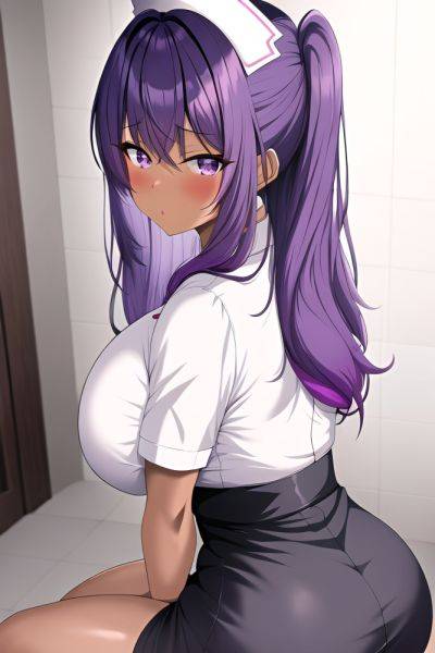 Anime Busty Huge Boobs 50s Age Shocked Face Purple Hair Bangs Hair Style Dark Skin Soft Anime Bathroom Back View Straddling Nurse 3662425130824494671 - AI Hentai - aihentai.co on pornintellect.com