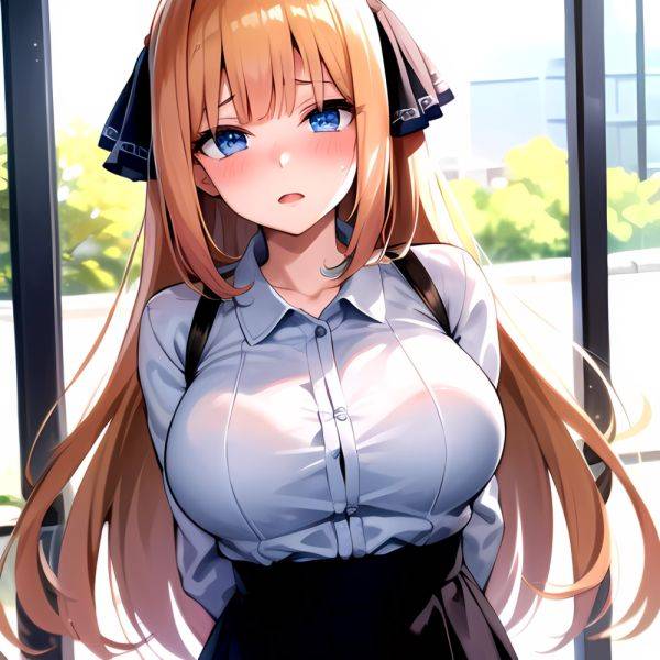 1girl Blonde Hair Blue Eyes Blush Breasts Go Toubun No Hanayome Miku Day Nakano Miku Arms Behind Back, 3562317961 - AI Hentai - aihentai.co on pornintellect.com