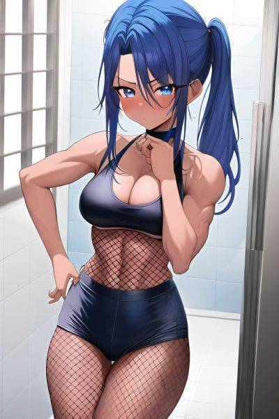 Anime Muscular Small Tits 80s Age Shocked Face Blue Hair Slicked Hair Style Dark Skin Comic Bathroom Close Up View Yoga Fishnet 3662467649268055284 - AI Hentai - aihentai.co on pornintellect.com