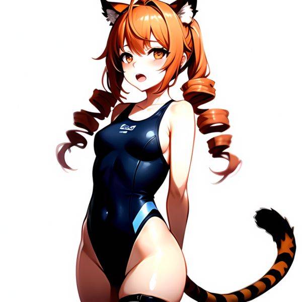 1girl Ahoge Animal Ears Arknights Black One Piece Swimsuit Blush Center Opening Drill Hair Drill Sidelocks Groin Highres Invisib, 2502931295 - AI Hentai - aihentai.co on pornintellect.com