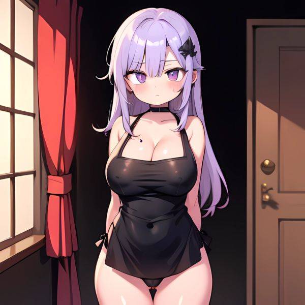 Fern Sousou No Frieren 1girl Apron Black Apron Black Panties Blunt Bangs Breasts Cleavage Collarbone Covered Navel Covered Nippl, 1265576700 - AI Hentai - aihentai.co on pornintellect.com