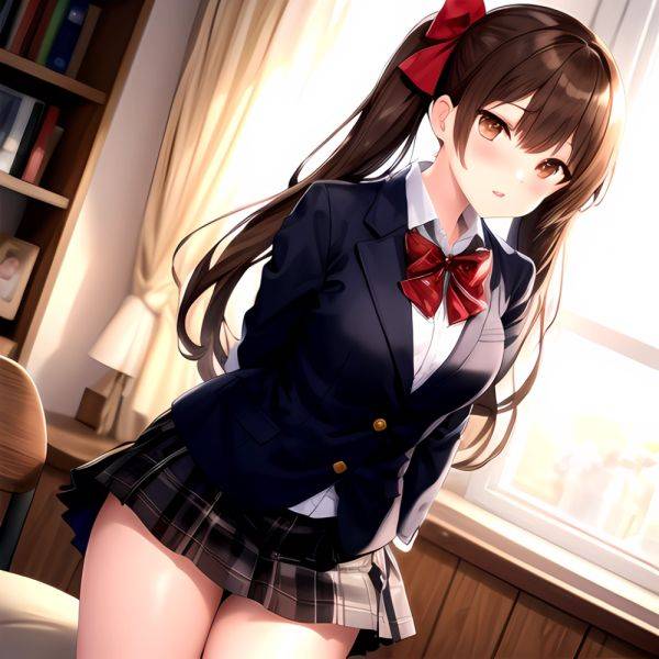 Shirai Kuroko 1girl Arms Behind Back Bdsm Black Skirt Blazer Blush Bondage Bound Bound Arms Bound Legs Bow Bowtie Brown, 125552384 - AI Hentai - aihentai.co on pornintellect.com